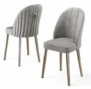Hanah Home Chair Set (2 Pieces) Grey Chrome Mara - Grey, Chrome