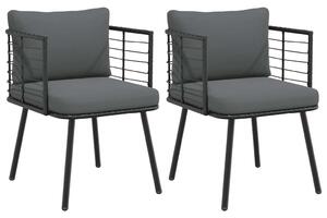 2 db fekete polyrattan kerti szék párnával