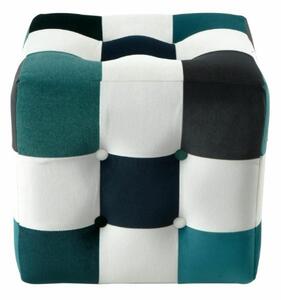 Atelier Del Sofa Puff Fehér Sötétkék Türkiz Patchwork - Fehér, Sötétkék