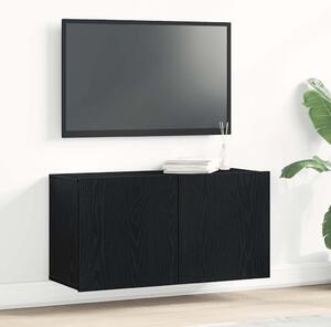 Fekete tölgyfa TV-szekrény 80 x 30 x 41 cm
