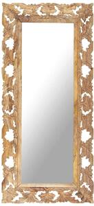 Kézzel faragott barna tömör mangófa tükör 110 x 50 cm