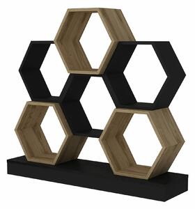 Hanah Home könyvespolc BlackOak Cicek - fekete, tölgy