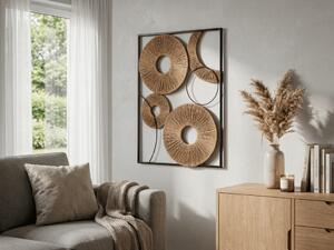 Fali dekoráció CIRCLES fémből 48x68 cm, fekete / barna