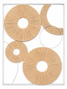Fali dekoráció CIRCLES fém 48x68 cm, fehér / bézs