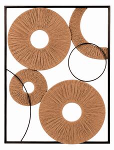 Fali dekoráció CIRCLES fém 48x68 cm, fekete / barna