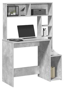 Betonszürke szerelt fa íróasztal polcokkal 100x45x140 cm
