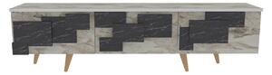 Hanah Home TV Stand White Marble 3 D - White, Marble