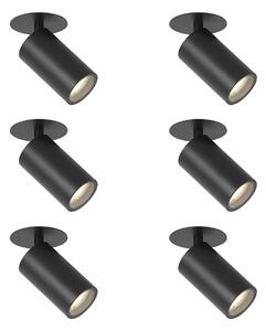 6 darabos modern süllyesztett spotlámpa szett fekete GU10 50mm IP44 - Chels
