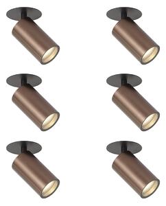 6 darabos modern süllyesztett spotlámpa szett sötét bronz GU10 50mm IP44 - Chels