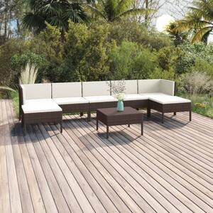 VidaXL 8 részes barna polyrattan kerti bútorszett párnákkal