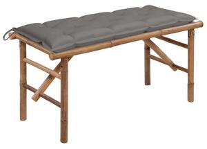 Összecsukható bambusz kerti pad párnával 118 cm
