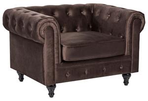 Fotel CHESTERFIELD Bársony Sötétbarna