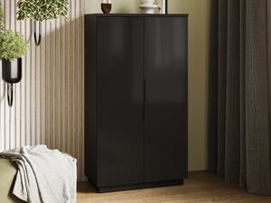 Könyvespolc Talevaro 104, Zárt, Laminált forgácslap, 145x80x41cm, Fényes fekete, Fekete
