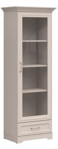 Könyvespolc Evanuo 106, Zárt, Fiókokkal, Ajtókkal, Üveg, Laminált forgácslap, 197x69x47cm, Kasmír