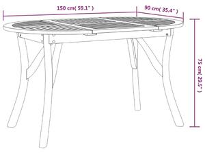VidaXL tömör akácfa kerti asztal 150 x 90 x 75 cm