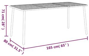 VidaXL antracitszürke acél kerti asztal 165 x 80 x 71 cm