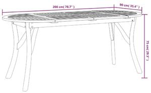 VidaXL tömör akácfa kerti asztal 200 x 90 x 75 cm