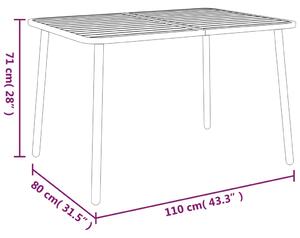 VidaXL antracitszürke acél kerti asztal 110 x 80 x 71 cm