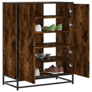 Füstös tölgy színű szerelt fa és fém cipőszekrény 75x38x97,5 cm