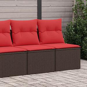 2 részes barna polyrattan akácfa kerti ülőgarnitúra párnákkal