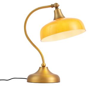 Klasszikus asztali lámpa bronz színben, narancssárga opálüveggel - Clerk