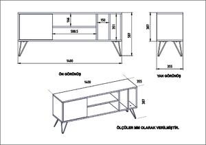 Hanah Home TV állvány Dió Fekete Fehér Mistico (140) - Dió, Fehér