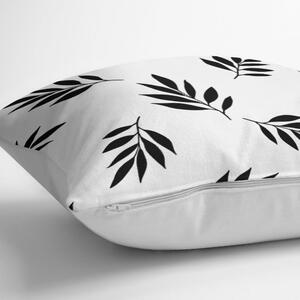 Black White Leaf fekete-fehér pamutkeverék párnahuzat, 45 x 45 cm - Minimalist Cushion Covers