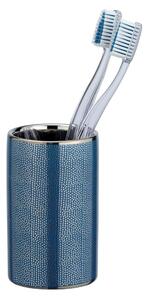 Nuria kék kerámia fogkefetartó pohár ezüstszínű részletekkel - Wenko