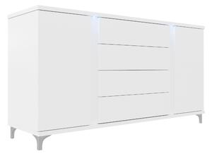 Komód Florem, Laminált forgácslap, 88x180x40cm, Fehér, Fényes fehér