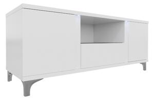 TV-állvány Florem, Laminált forgácslap, 50x150x40cm, Fényes fehér, Fehér