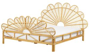 Ágy Rattan FLORENTINE 180 x 200 cm Világosbarna