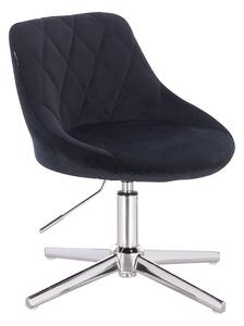 HR1054CROSS Fekete modern velúr szék krómozott lábbal