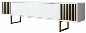Hanah Home TV Stand White Gold Gold Line - White, Gold