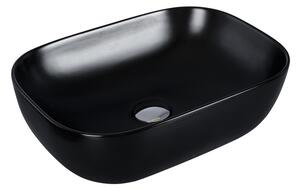 Eros SMILE 3 - PULTRA ültethető - Top Counter - porcelán mosdó - MATT FEKETE - 46,5 x 32,5 x 13 cm
