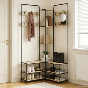VidaXL Kabátállvány cipőpaddal Sonoma Tölgy 143 x 30 x 199,5 cm