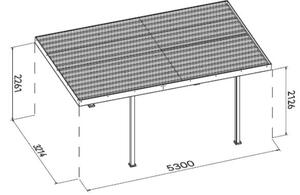 Rojaplast METTA acél autóbeálló – 5,3×3,2 m, antracit