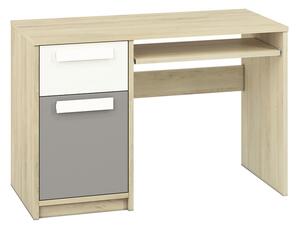 Drop 14 íróasztal fiókkal - 119 cm - fjord bükk / platina szürke / fehér