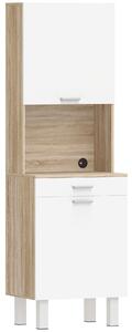 HOMCOM Mobilier Bucătărie 174 cm cu Sertar, Rafturi, Blat și Orificiu pentru Cabluri