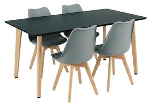 Silla 150 4+1 étkező garnitúra fekete-szürke