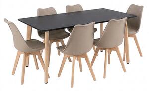 Silla 150 6+1 étkező garnitúra fekete-bézs