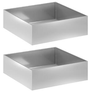 VidaXL Kerti cserép 2 db Ezüst 80 x 80 x 30 cm Horganyzott Acél