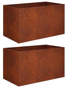 VidaXL Kerti cserép 2 db Rozsdás 100 x 50 x 50 cm Időjárásálló Acél