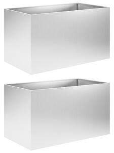 VidaXL Kerti cserép 2 db Ezüst 80 x 50 x 50 cm Horganyzott Acél