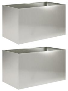 VidaXL Kerti cserép 2 db Ezüst 100 x 50 x 50 cm Rozsdamentes Acél
