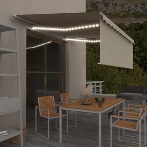 Krémszínű LED-es kézzel kihúzható napellenző redőnnyel 4 x 3 m