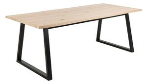 Asztal Oakland 981, Vad tölgy, Fekete, 75x100x220cm, Természetes fa furnér, Közepes sűrűségű farostlemez