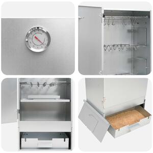 VidaXL Füstölő Sütő 3 db 44,5 x 29 x 110 cm Horganyzott acél Ezüst