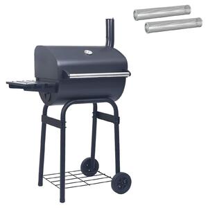 VidaXL Fak grill 75 x 48 x 120 cm Porszórt acél és műanyag Ezüst