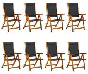 VidaXL 8 darab összecsukható tömör akácfa és textilén kerti szék