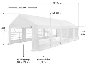 Parti sátor Gala 4x10 m fehér